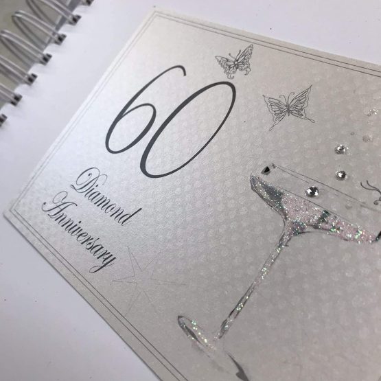 60th Diamond Anniversary, Card & Memory Book, Champagne Glasses - Image 3