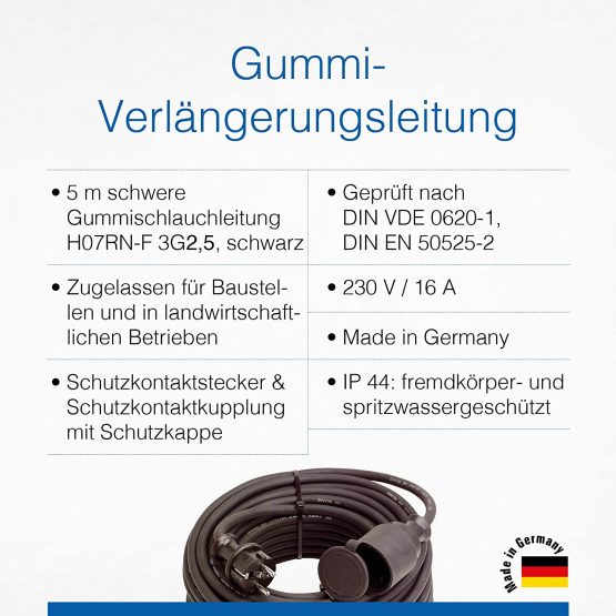 as - Schwabe Rubber Extension H07RN-F 3G2.5 IP44 Industry Construction Site Black, 60382 - Image 3