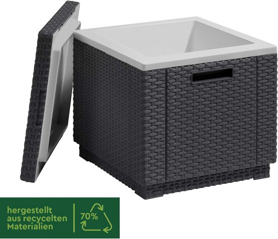 Allibert by Keter California Ice Cube Outdoor Cooler, Graphite, 42 x 42 x 41 cm - Image 2