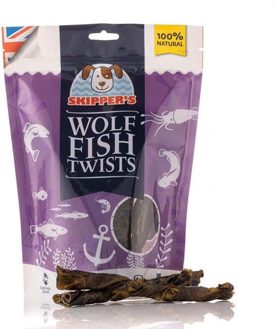 SKIPPER'S Premium Wolf Fish Skin Twists 250gm - Handmade & Gently Air-Dried - Healthy & Highly Nutritious Dog Dental Sticks Long Lasting - Rich in Omega 3 & 6 Oils Dog Chews