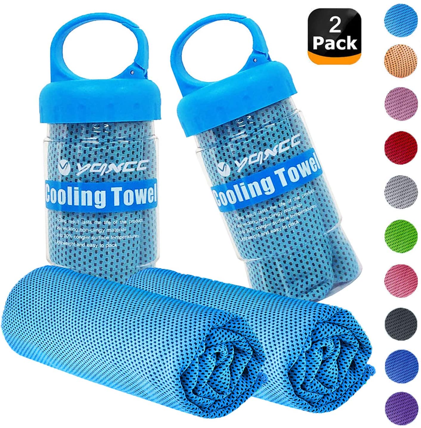 YQXCC Cooling Towels, 2 Pcs Light Blue, 120*30 CM