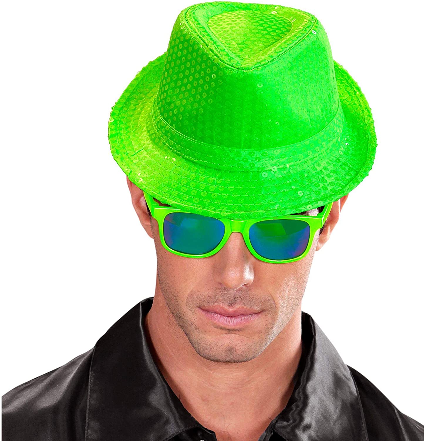 Widmann 01247, Fedora with Sequins Adult Unisex, Hat, Neon, Disco, Pink Night, Pride, Carnival, Theme Parties, One Size - Image 2
