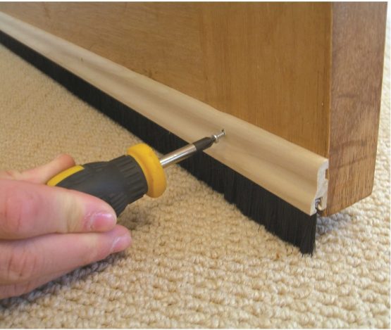 STORMGUARD 02SR0320838WO 838mm Bottom of The Door Brush Strip Draught Excluder-Wood, Black, (2'9")