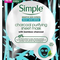 Simple Face Mask, Daily Skin Detox Charcoal Face Mask, Purifying , Korean Face Mask, Sheet Mask (Pack of 4)