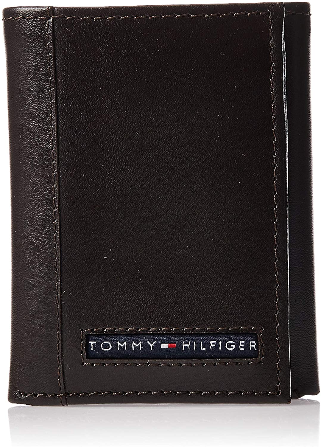 Tommy Hilfiger Men's Genuine Leather Slim Trifold Wallet with ID Window, Brown, One Size