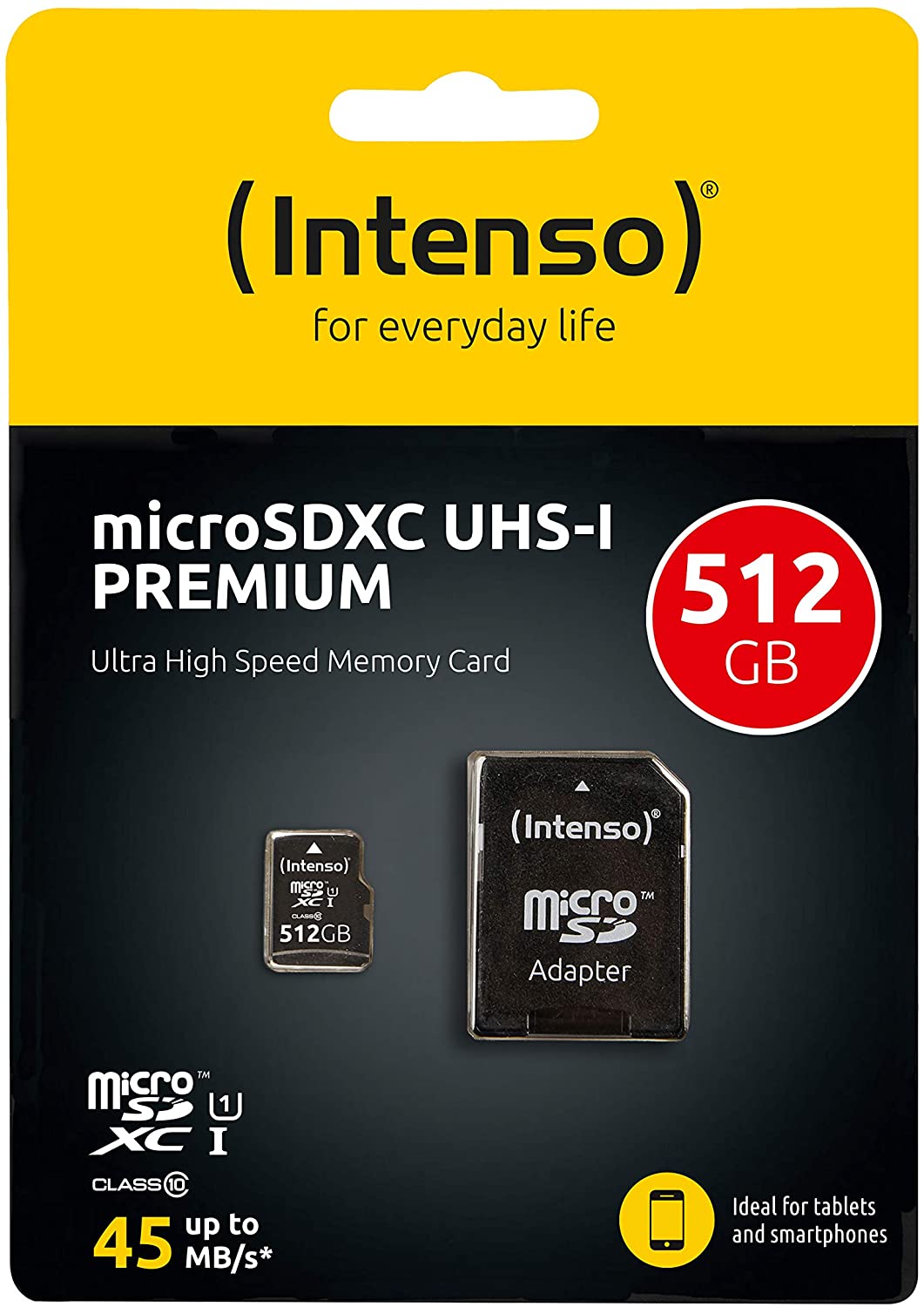 Intenso Premium Microsdxc Memory Card INCL. SD Adapter, Class 10 UHS-I, 512 GB, Black, 1x512GB - Image 2