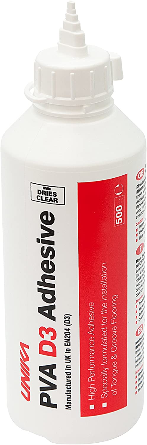 Unika PVA D3 Adhesive/Glue - Waterproof: Tongue & Groove Flooring, Multi-Colour