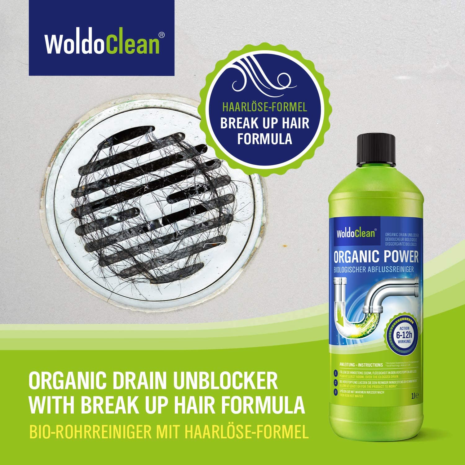Biological Drain Unblocker for Bath and Kitchen 1.000ml for Bathroom