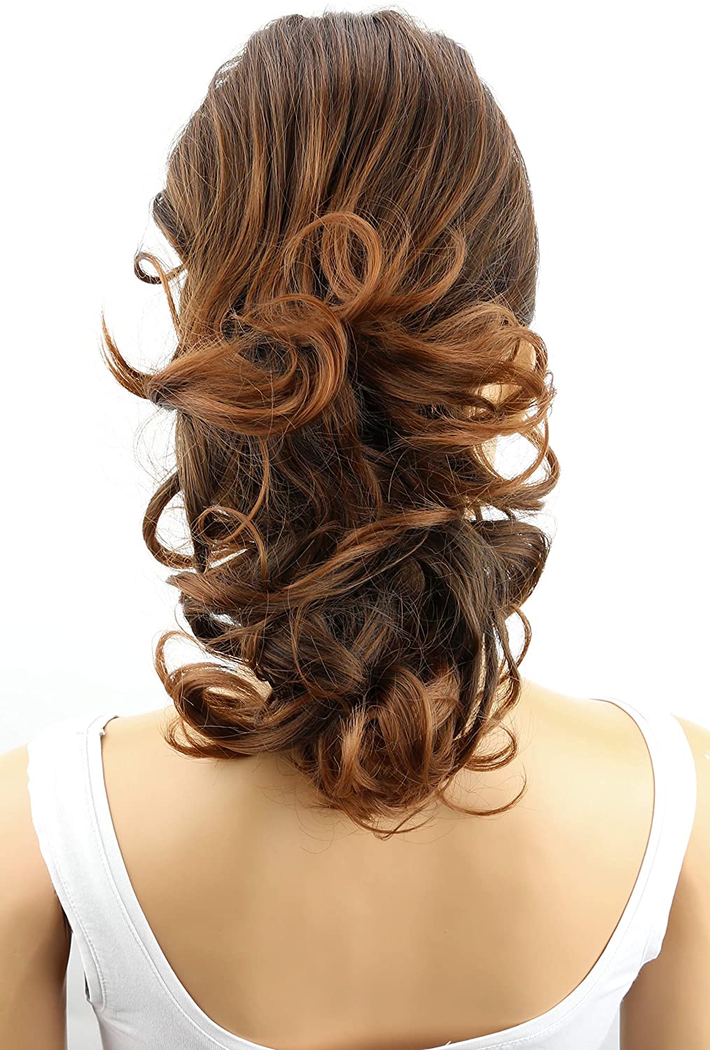 CAISHA 12" Hair Piece Braid Ponytail Extension Voluminous Wavy Brown Mix PH7, brown mix #4T30 PH7, 16 inch