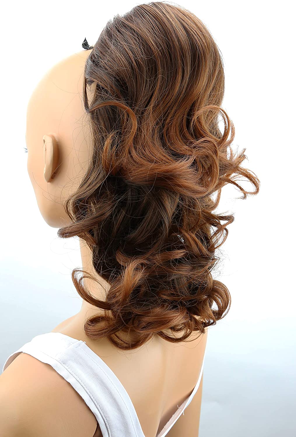 CAISHA 12" Hair Piece Braid Ponytail Extension Voluminous Wavy Brown Mix PH7, brown mix #4T30 PH7, 16 inch - Image 3