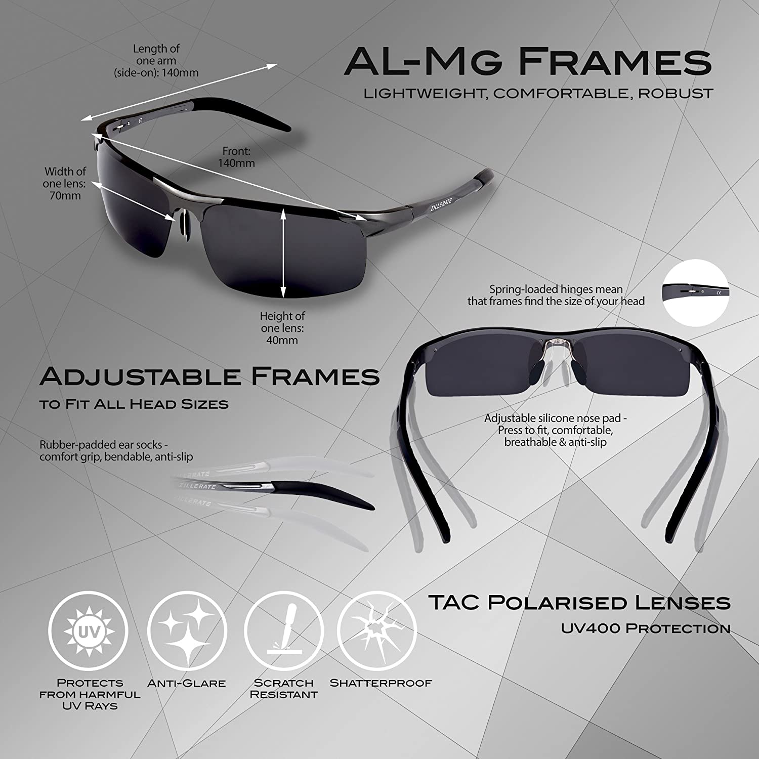 ZILLERATE Polarised Sunglasses for Men Cool Sunglasses Men, Driving Cycling Fishing Golf Sailing Cricket Hiking Trekking - Image 3