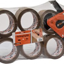 MT2259 - Brackit Brown Packaging Tape with Dispenser, 48mm x 66m, Pack of 6 Rolls – Strong Heavy Duty Packing Tape for Regular Use or Moving – Easily Seals Your Parcels and Boxes