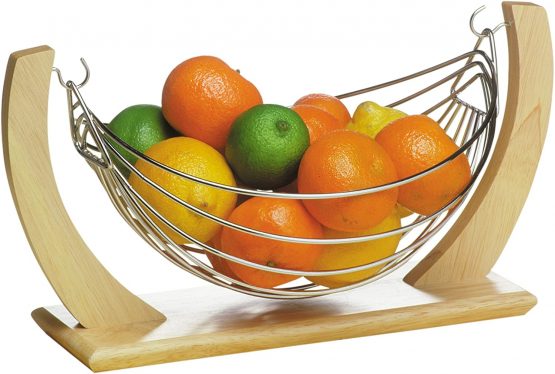 Premier Housewares Small Fruit Hammock, Rubber Wood and Chrome