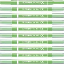 Felt Tip Pen - STABILO Trio 2 in 1 Box of 10 Light Green