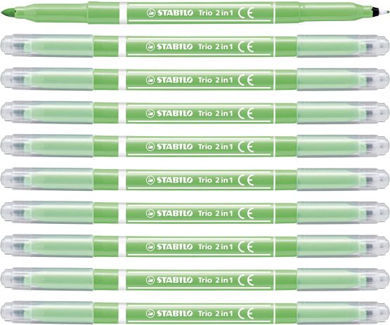Felt Tip Pen - STABILO Trio 2 in 1 Box of 10 Light Green