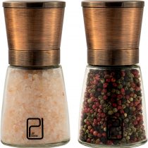 Premium Copper Salt and Pepper Mill Set - Stainless Steel Grinder Set with Stand, Magnetic Lids, Ceramic Spice Grinders with Adjustable Coarseness, Top Salt and Pepper Shakers with Glass Body - 2pcs