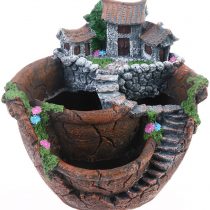 BESTOMZ Artificial Flowers Succulent Plants Mini Fairy Garden with Sweet House for Decoration