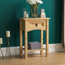 Vida Designs Corona 1 Drawer Console Table With Shelf, Waxed Pine