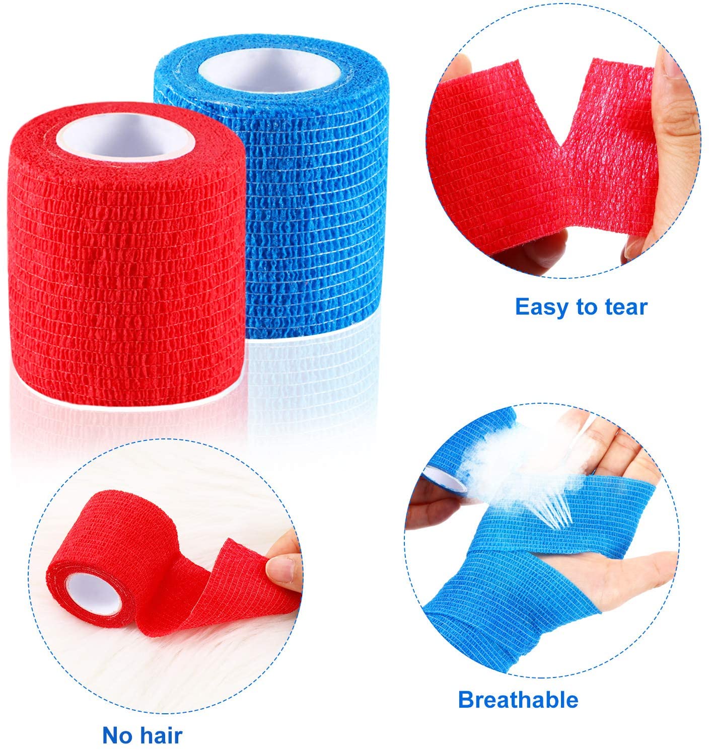 2 Pieces Pet Vet Wrap Self Adherent Bandage Stretch Cohesive Tape Pet Elastic Bandaging Wraps