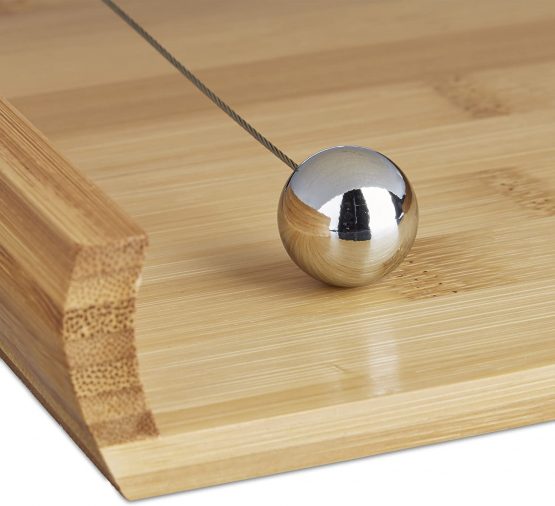 Relaxdays Bamboo Napkin Holder, HxWxD: 3.7 x 21.7 x 21.7 cm, Ball as Weight, Wood, Napkin Stand, Natural Brown - Image 3