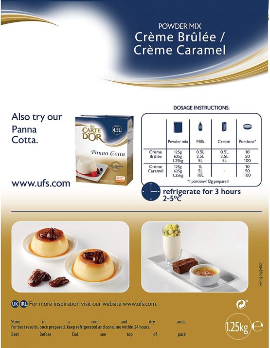 Carte D'Or Crème Brulee Dessert Powder Mix, 1.25kg (Makes 11.5L) - Image 2