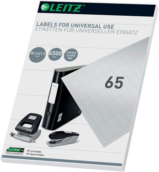 Leitz 61820001 PC Writeable Universal Labels 38.1 x 21.2 mm White