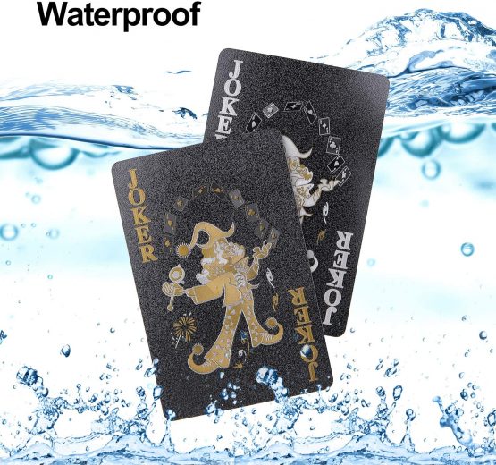 Joyoldelf Cool Black Playing Cards, Gold Foil Waterproof Deck of Cards with Gift Box, Magic Poker Cards, Perfect for Party and Game (Painted Version) - Image 3