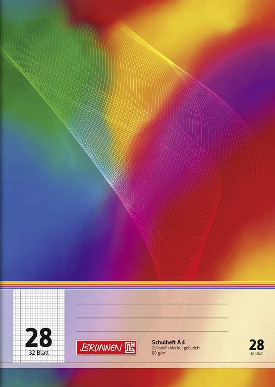 Brunnen – 104432802 School Notebook A4 5 mm Squared with Margin 32 Sheets Line Style 28)