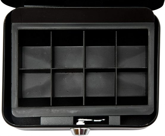 Deskit 6 Inches Cash Box with 2 Keys and Cash Tray for Petty Cash – Keeping Your Money Safe On The Go (Black) - Image 4