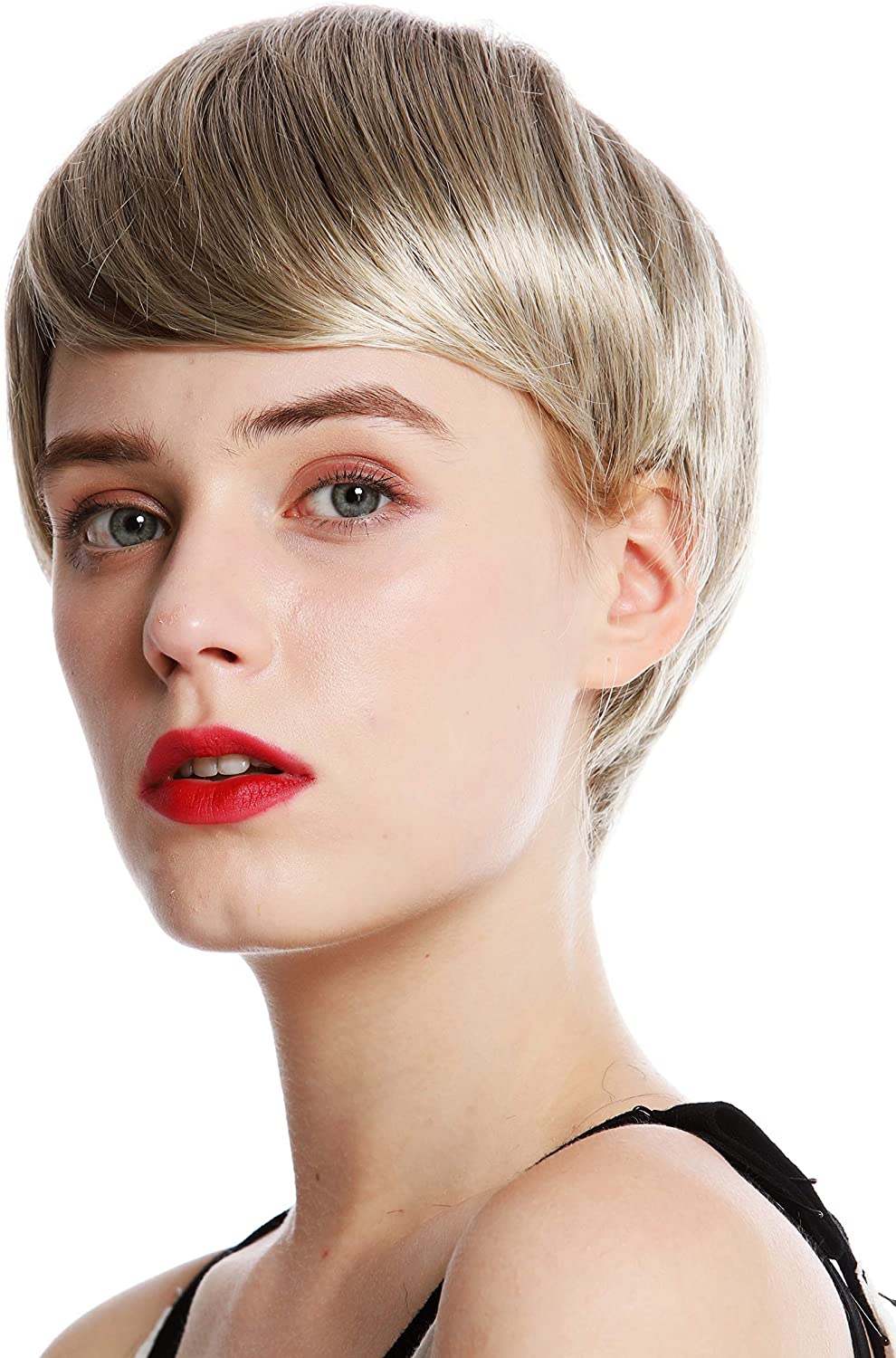 WIG ME UP - VK-32-18T22 quality women's wig very short boyish parting parted light brown highlights blonde highlighted