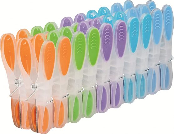 GIMI Soft&Strong 20 Pieces Soft Grip Laundry Pegs with Galvanised Spring, Plastic, Multi-Colour, 3 x 1.8 x 8.5 cm