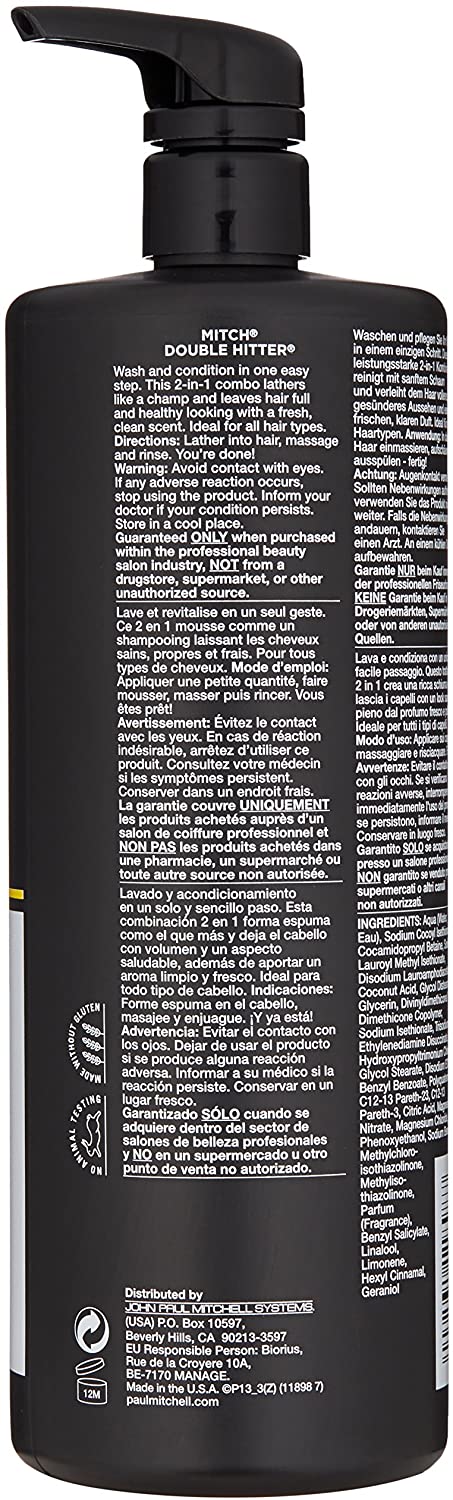 Paul Mitchell Mitch Double Hitter 2-in-1 Shampoo and Conditioner 1000 ml Pack of 1), 1 l (Pack of 1) - Image 2