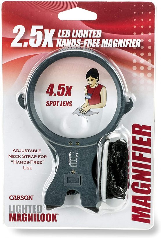 CARSON Lighted MagniLook Power LED Lighted Pendant Magnifier with 4.5X Spot Lens (LK-30)