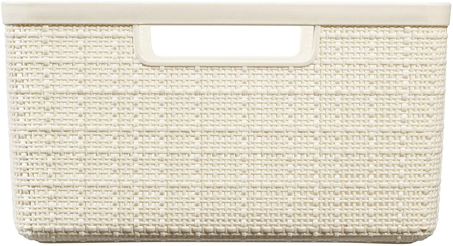 CURVER 245371 Jute Basket 100% Recycled Plastic Rectangular, Off White, M: 12 L - Image 3