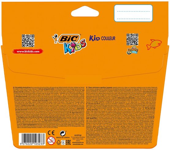 BIC Kids Kid Couleur Felt Tip Colouring Pens - Assorted Colours, Cardboard Wallet of 14+4 - Image 2