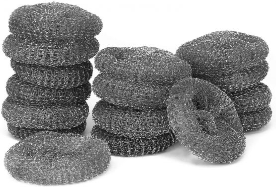 COM-FOUR® 16x Pot Cleaner - Steel Wool - Sponge - Cleaning Wool - Scouring Sponge for Cleaning - Oven Cleaning Brush Wire - Magic easer Sponge (16 Pieces of Metal Cleaner)
