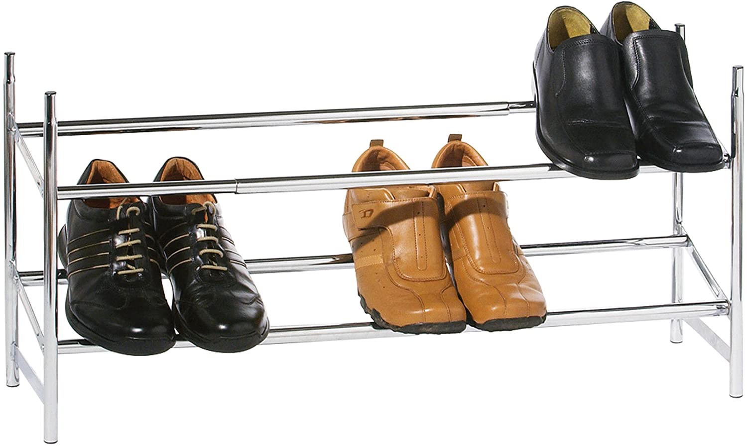Premier Housewares Extendable Shoe Rack, Metallic Silver, Large
