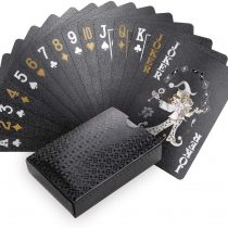 Joyoldelf Cool Black Playing Cards, Gold Foil Waterproof Deck of Cards with Gift Box, Magic Poker Cards, Perfect for Party and Game (Painted Version)