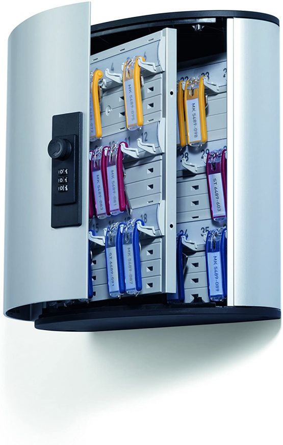 Durable Key Safe Box 36 - Wall Mounted Key Holder Cabinet with combination lock for up to 36 Key Clip Keys - Securely lock keys away - Aluminium Keysafe including 6 Key Clip Tags - Image 2