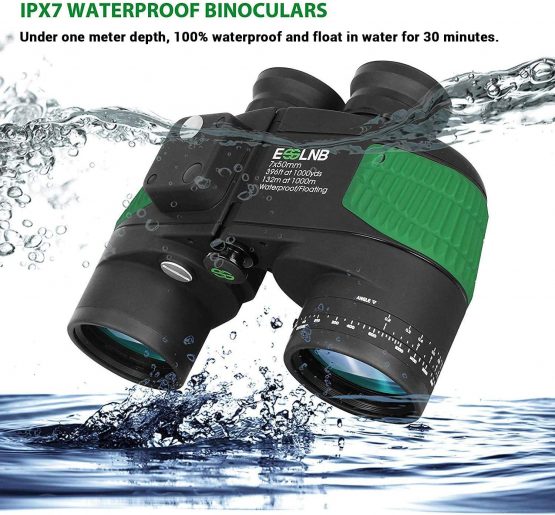 ESSLNB Marine Binoculars 7X50 Military Binoculars BAK4 Prism with Rangefinder Compass Strap and Bag 100% IPX7 Waterproof For Hunting Bird Watching Boating - Image 4