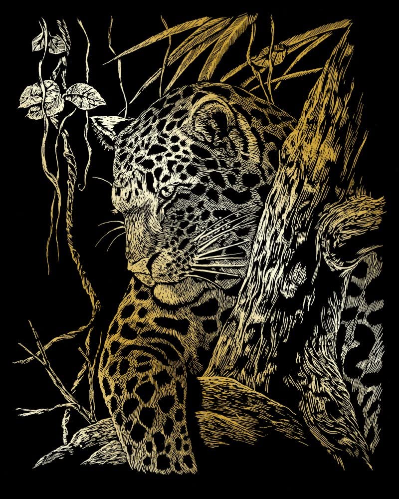 Royal & Langnickel Gold Engraving Art A4 Size Leopard in Tree Designed Painting Set - Image 2