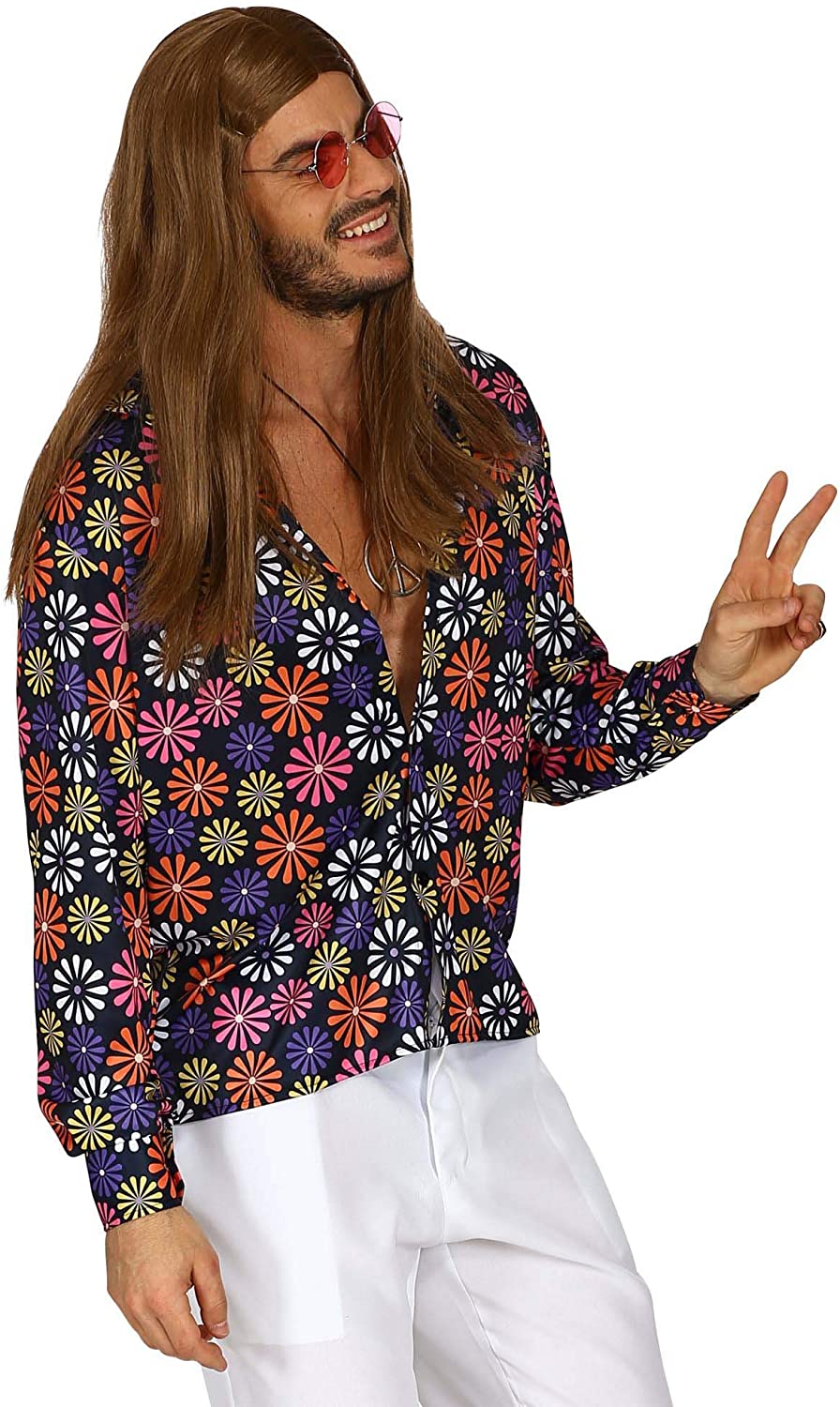Widmann - 70s Groovy Style Costume, Shirt, Disco Fever, Carnival, Theme Party, Colourful, L-XL - Image 4