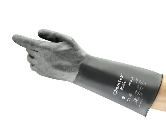 Ansell AlphaTec 38-514 Chemical Resistant Gloves in Butyl, Maximum Protection for Heavy Duty Work, Flexible and Comfortable Design, Industrial PPE Workwear, Latex Free, Size 7/S (1 Pair)