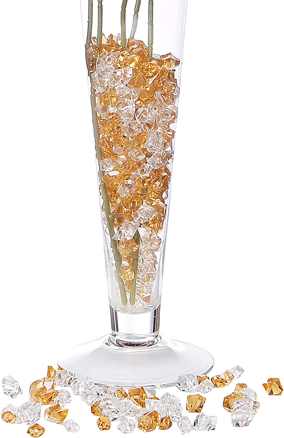 LUSSO LIA 150 pcs Fake Crushed Ice Rocks Fake Diamonds Acrylic Crystals Gemstones for Vase Fillers Wedding Decoration Home Decoration Party Decoration Table Scatter Crystals (Coffee/Transparent) - Image 4