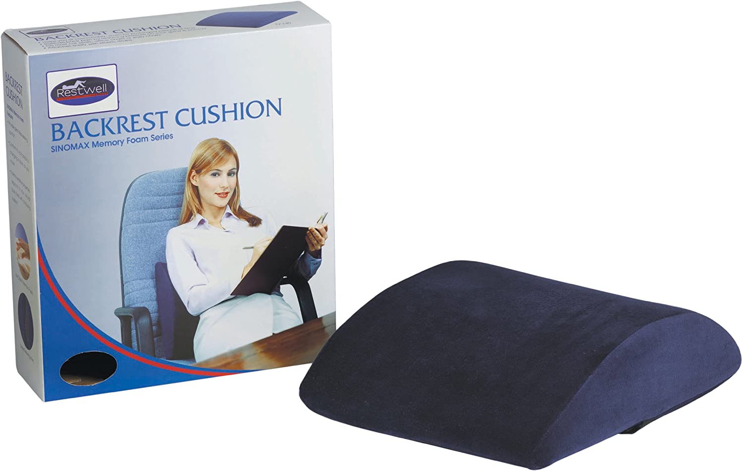 Drive Devilbiss Restwell Chair / Seat Backrest Cushion with Elastic Strap, Blue