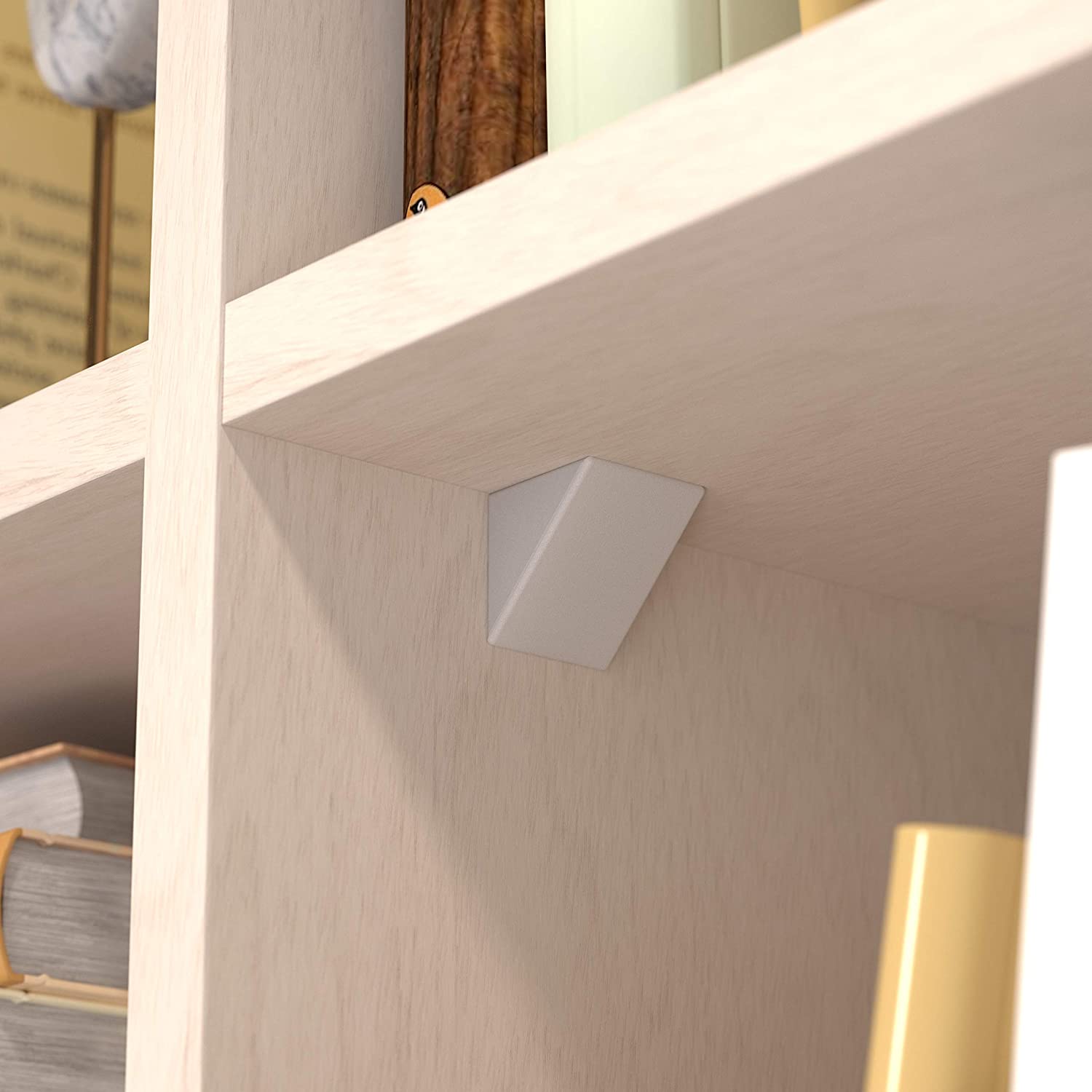 100 x Universal Corner Brace/Furniture Joint Connector/Angle Bracket with closable Attached Cover, White, Klein, 1-Loch, 100 Stück - Image 2