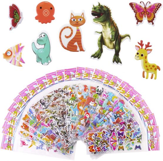 Meafeng Animal Puffy Stickers for Kids 52 Sheets 3D Stickers Pack for Children Over 1100 Stickers for Boys Girls and Toddler, Included Animals Butterfly Dinosaur Ocean Life