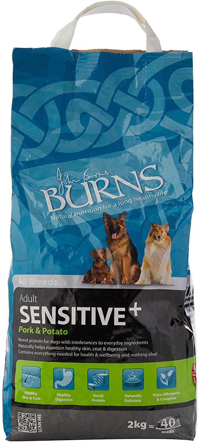 Burns Pet Nutrition Hypoallergenic Complete Dry Dog Food Adult and Senior Dog Sensitive with Pork and Potato 2 kg