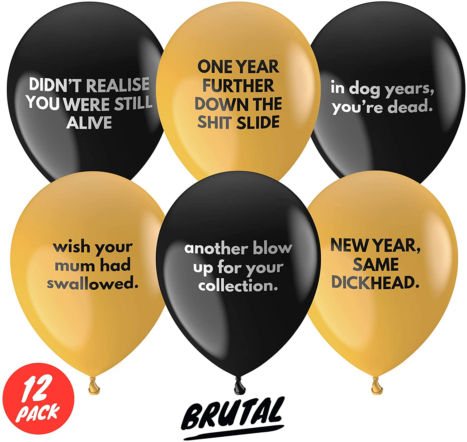 Brutal Balloons Abusive Balloons 12 Pack Funny Rude And Slightly Offensive Joke Birthday 