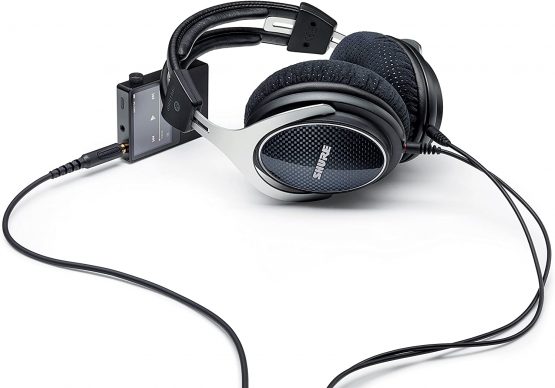 Shure Professional Premium Closed-Back Headphones, Clear, Extended Highs and Warm, Accurate Bass, Aluminum Alloy and Carbon Fiber Construction, Alcantara Ear Pads, Detachable Cable, Black/Silver - Image 4
